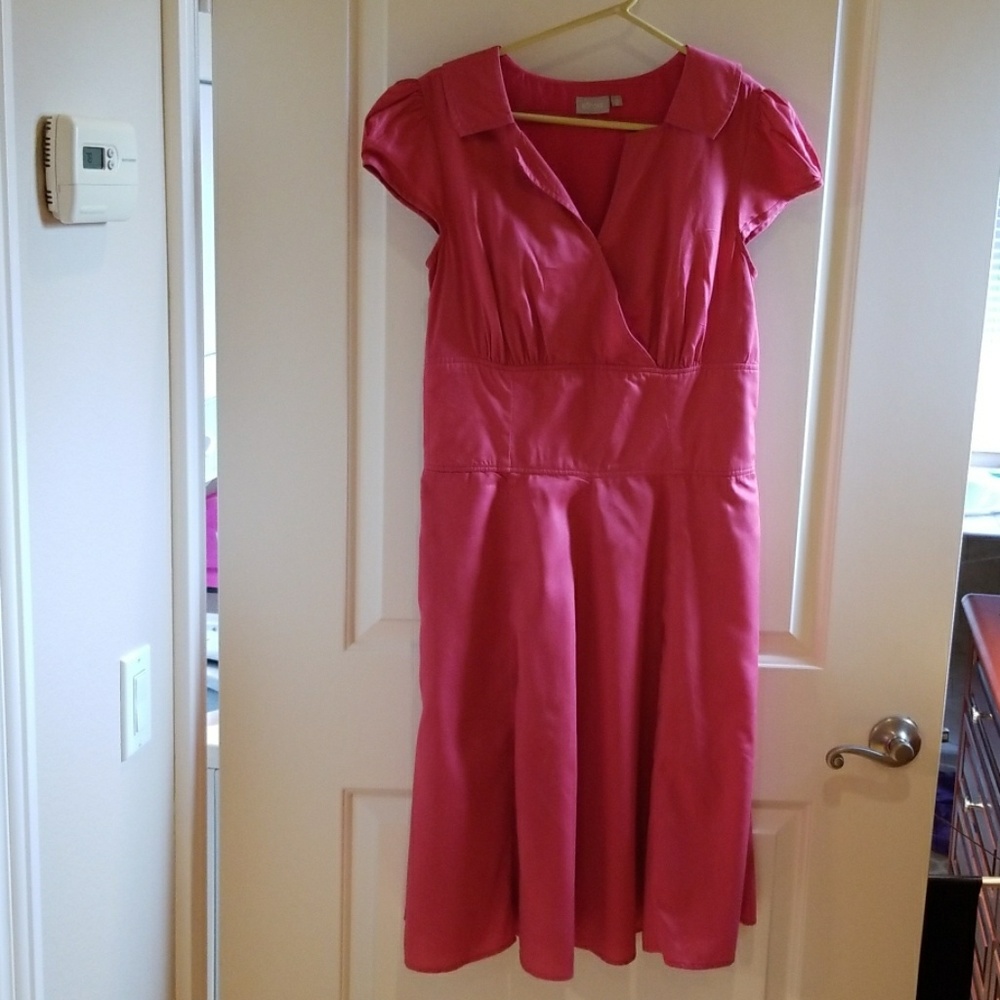 Coral cap sleeved dress